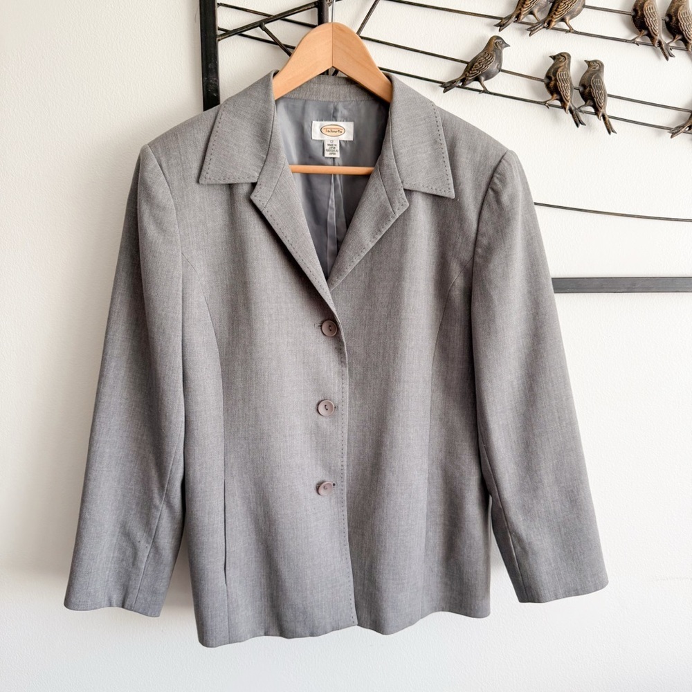 Talbots Womens Gray Wool Blazer Jacket Size 12 Made in‎ Japan Career Workwear